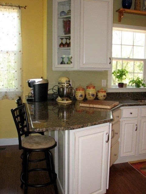 kitchen island with granite countertop